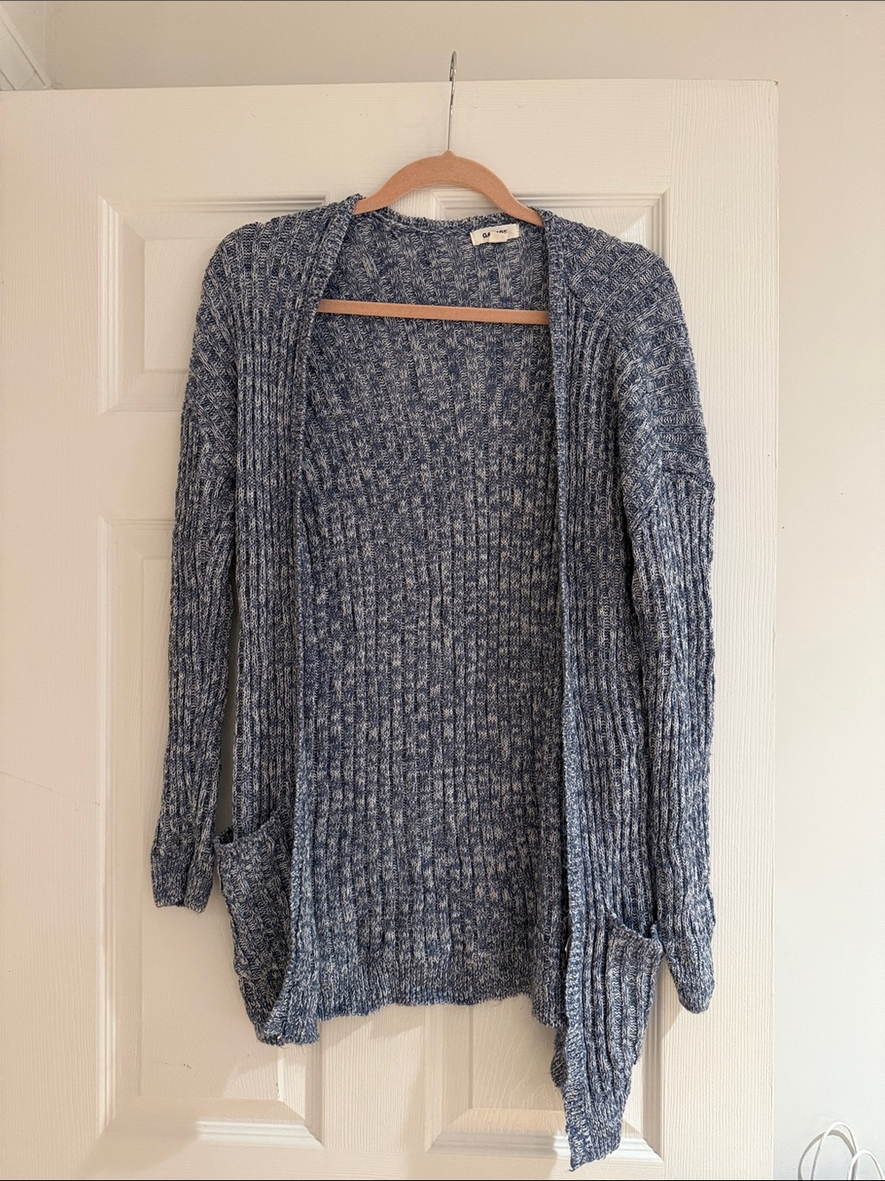 Garage Blue Open-Front Ribbed Cardigan